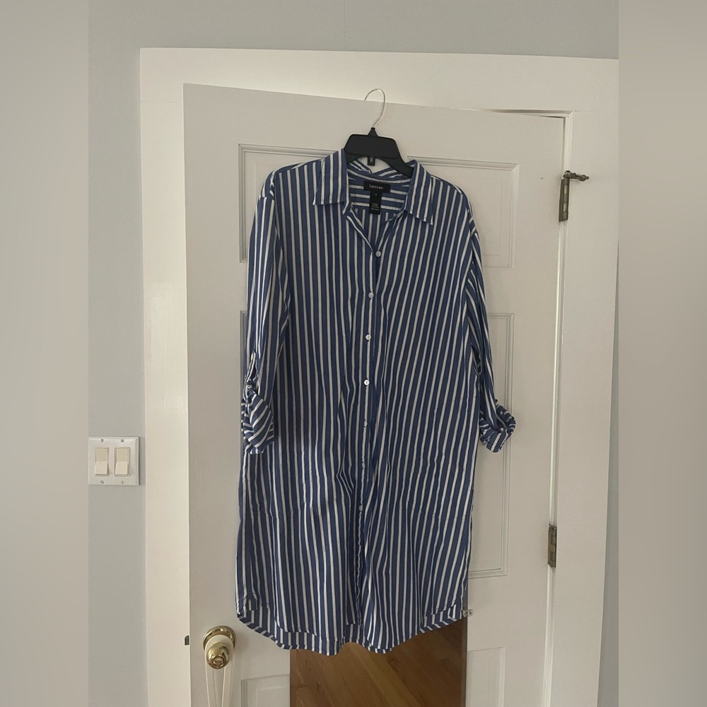 Karen Kane Blue Striped Shirtdress